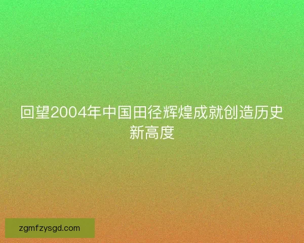 回望2004年中国田径辉煌成就创造历史新高度