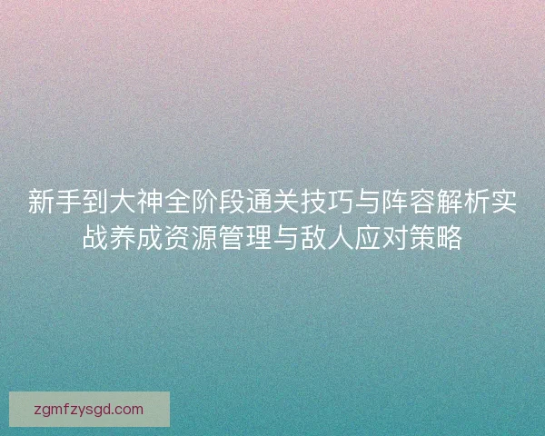 新手到大神全阶段通关技巧与阵容解析实战养成资源管理与敌人应对策略