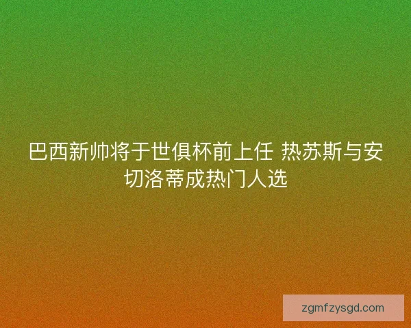巴西新帅将于世俱杯前上任 热苏斯与安切洛蒂成热门人选